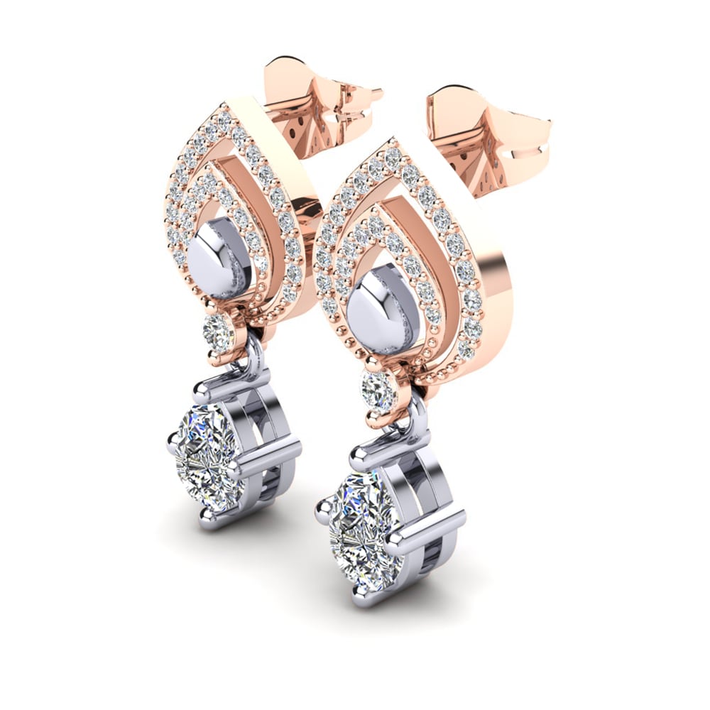 9ct Rose & White Gold Women's Earring Rote