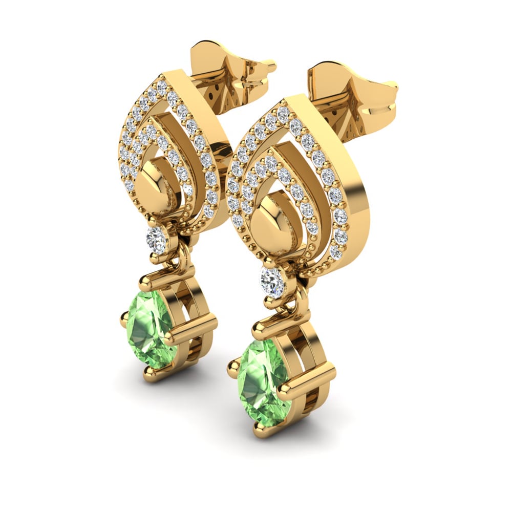 14ct Yellow Gold Green Amethyst Women's Earring Rote