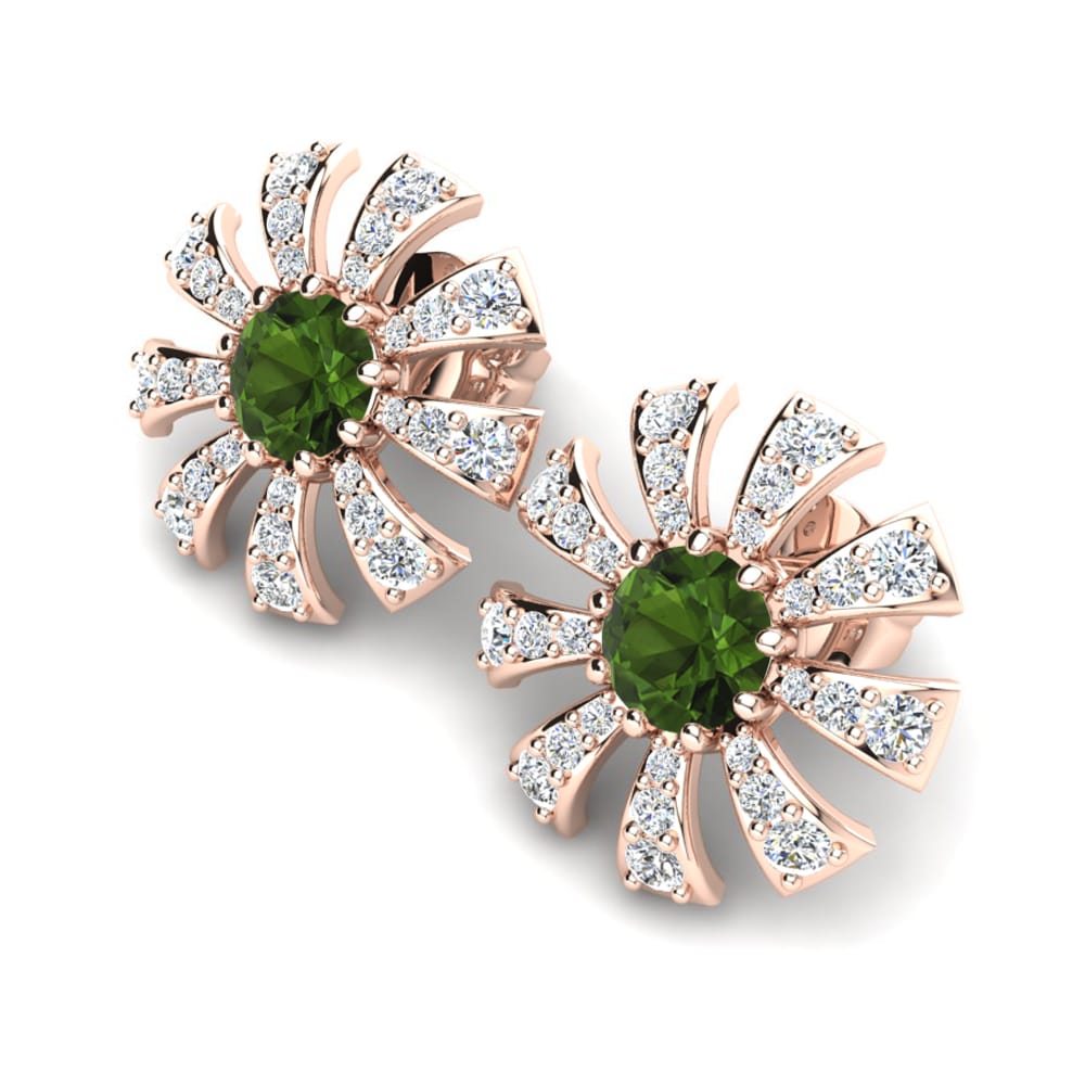 14ct Rose Gold Green Tourmaline Women's Earring Santaron