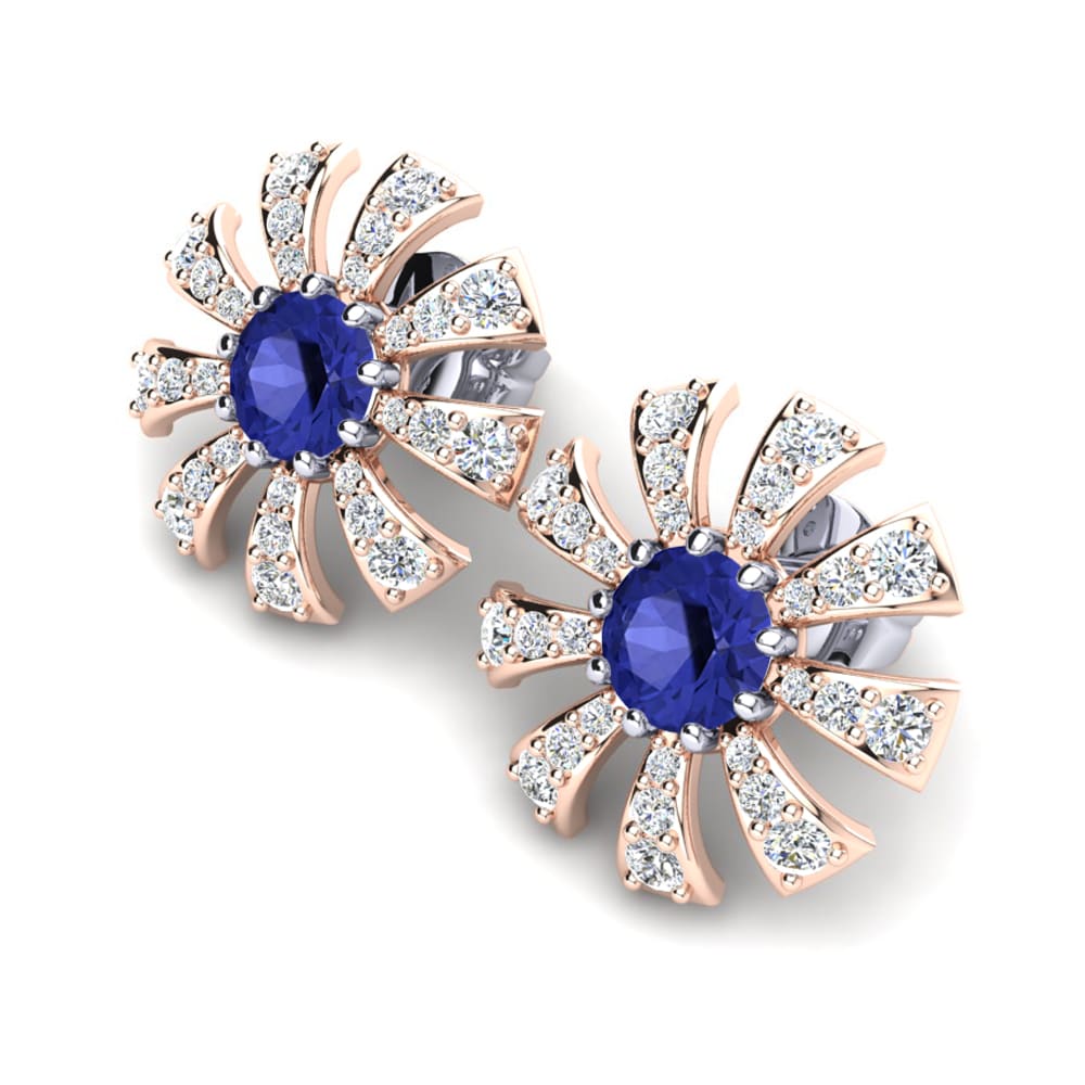 14k Oro Rosa & Blanco Tanzanita Pendiente de mujer Santaron