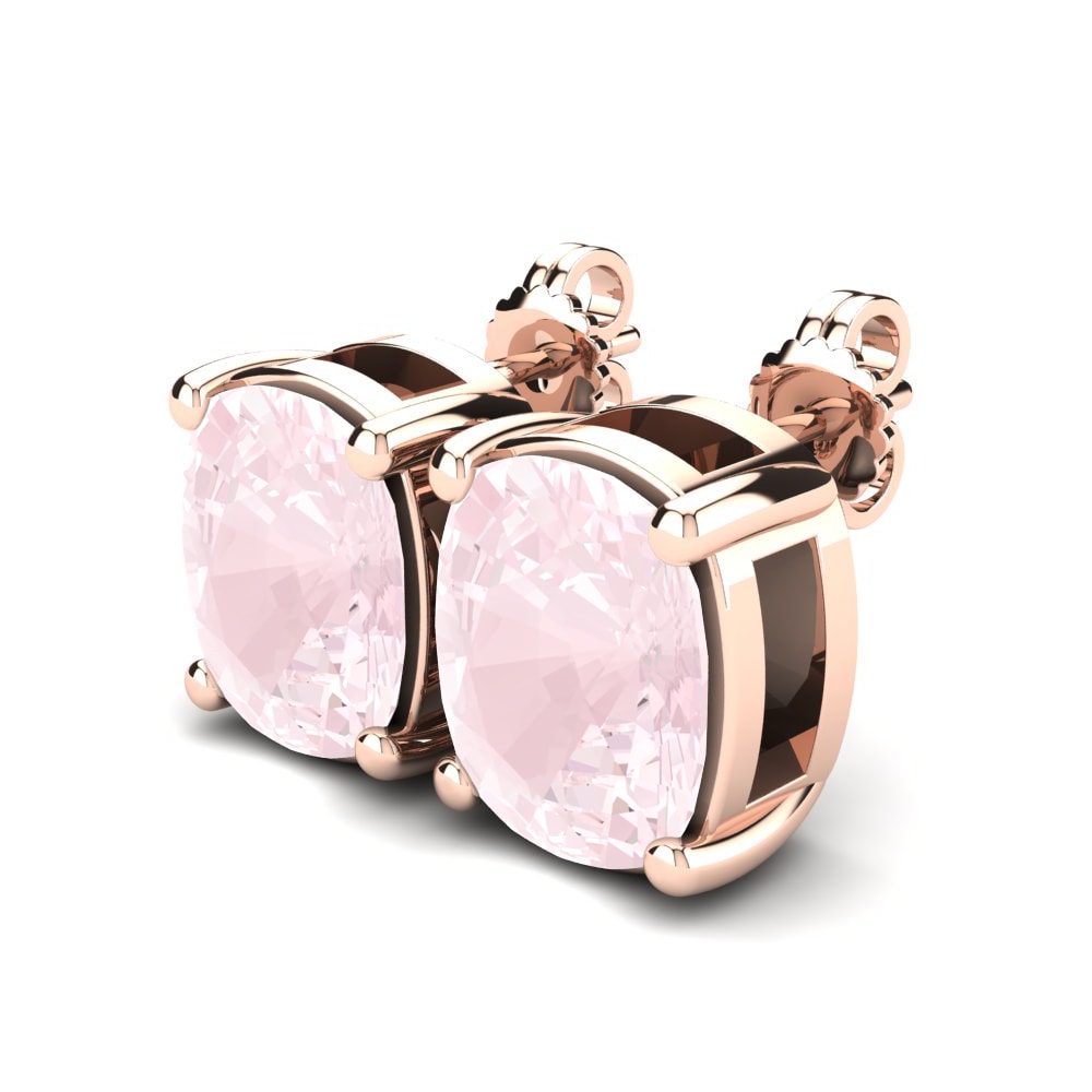 18k Oro Rosa Cuarzo rosa Pendiente de mujer Nahalia 12x10 mm