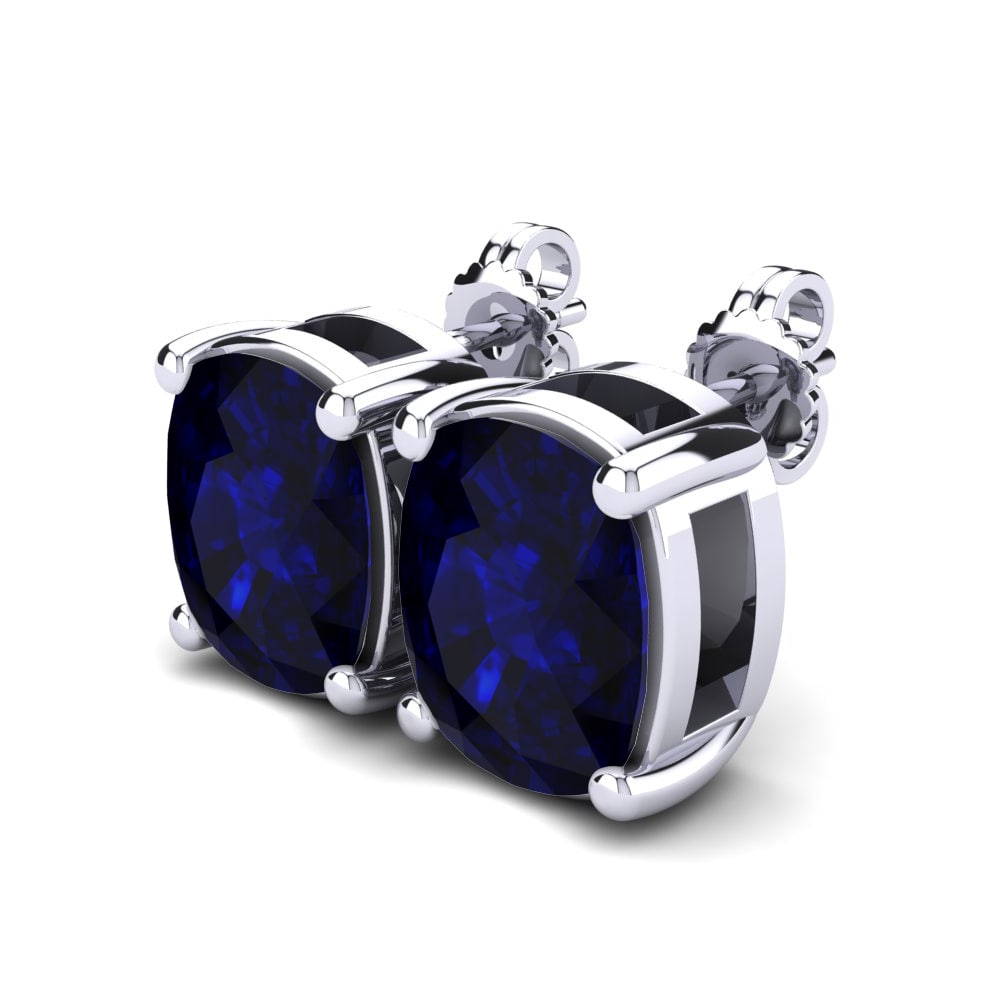 Kussen Donker Blauwe Zirkoon Dames Oorbellen Nahalia 12x10 mm