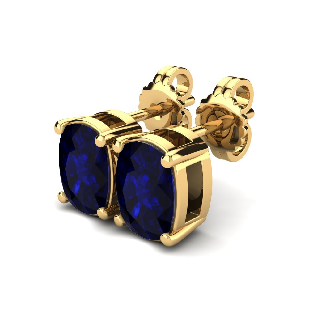Kussen Donker Blauwe Zirkoon Dames Oorbellen Nahalia 8x6 mm