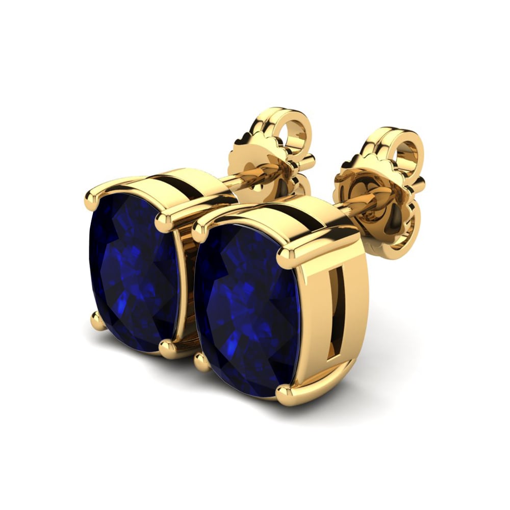 Kussen Donker Blauwe Zirkoon Dames Oorbellen Nahalia 9x7 mm