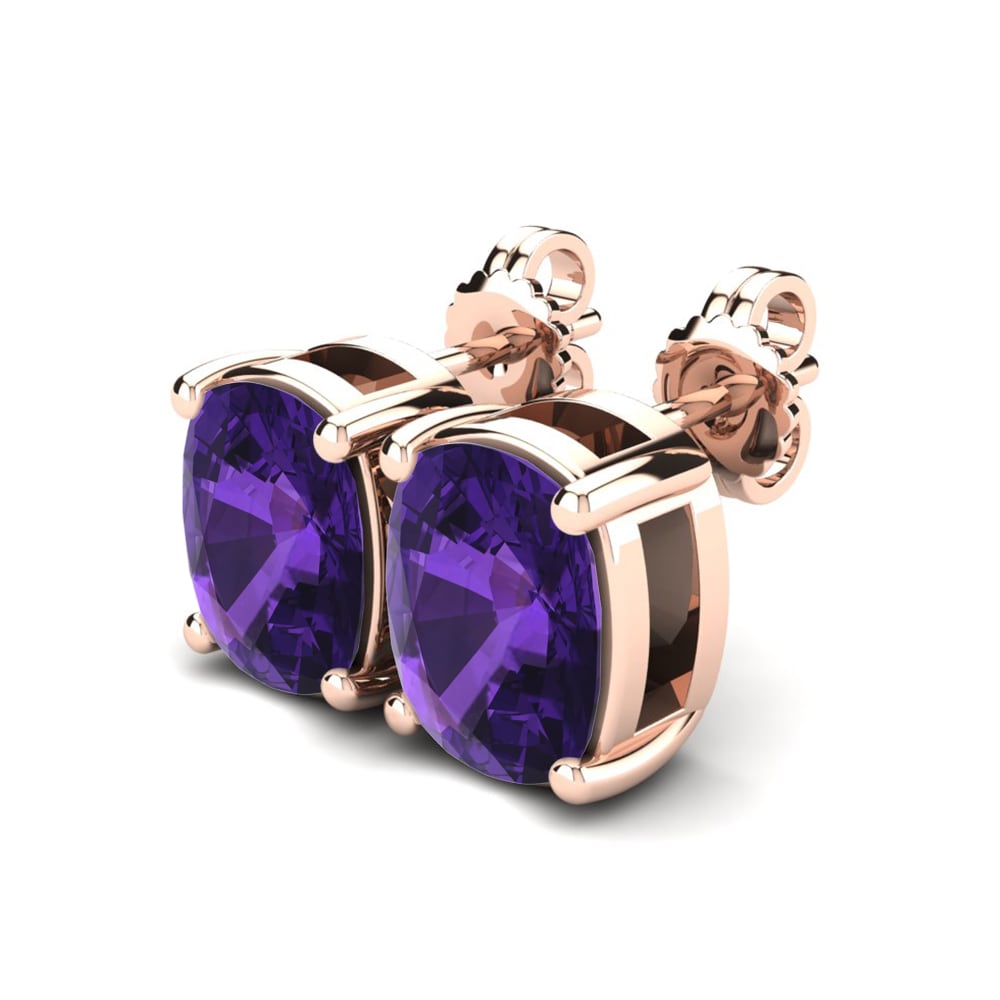 18ct Rose Gold Amethyst Women's Earring Nahalia 10x8 mm