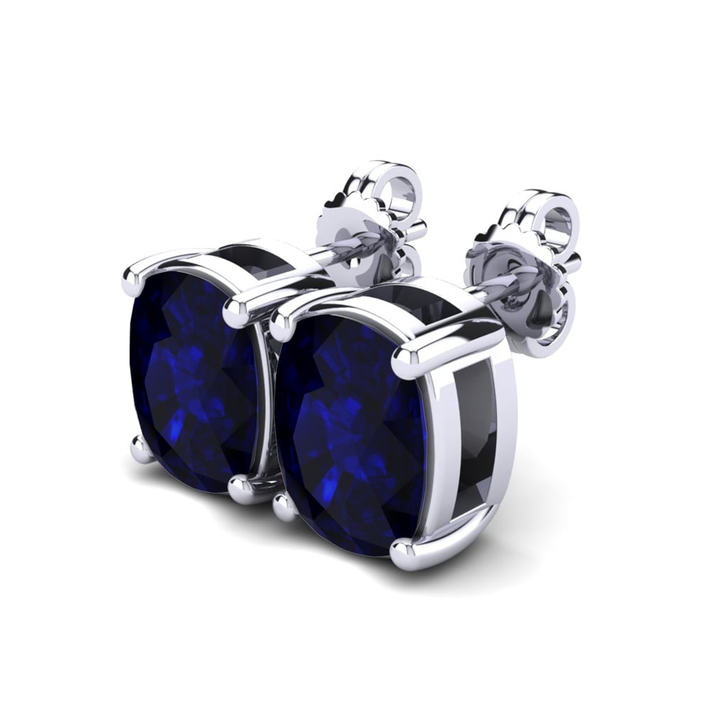 Kussen Donker Blauwe Zirkoon Dames Oorbellen Nahalia 10x8 mm