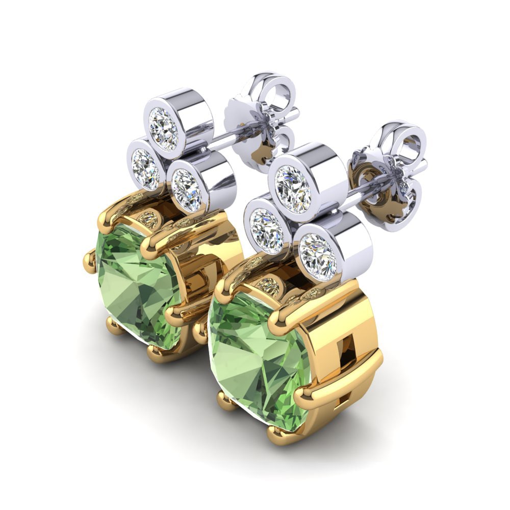 14ct Yellow & White Gold Green Amethyst Women's Earring Nataniela