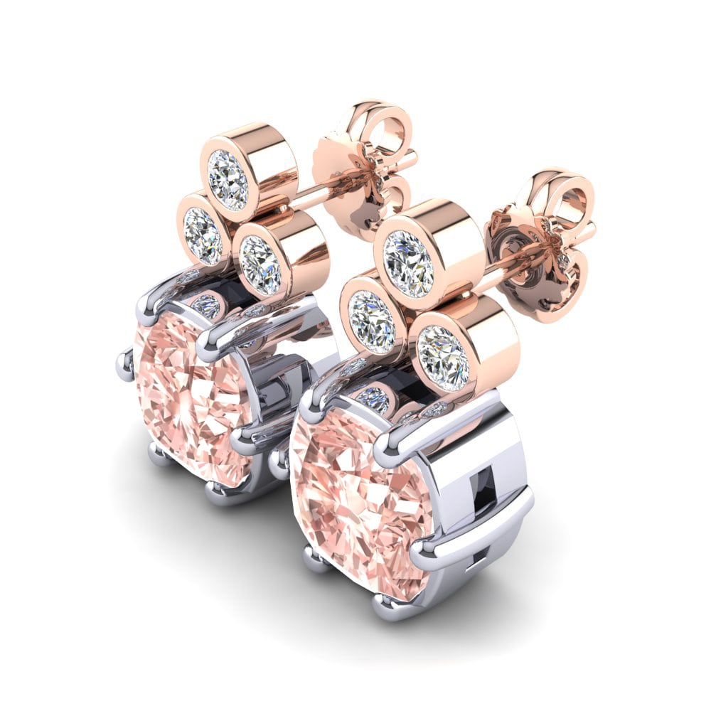 14ct White & Rose Gold Morganite Women's Earring Nataniela