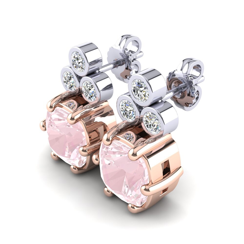 9k Oro Rosa & Blanco Cuarzo rosa Pendiente de mujer Nataniela