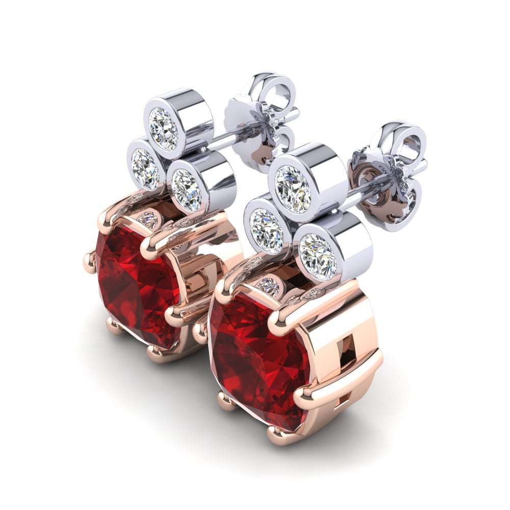 14ct Rose / White Gold Cushion Women's Earring Nataniela