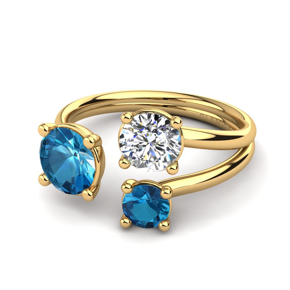 14ct Yellow Gold Blue Topaz Ring Negri