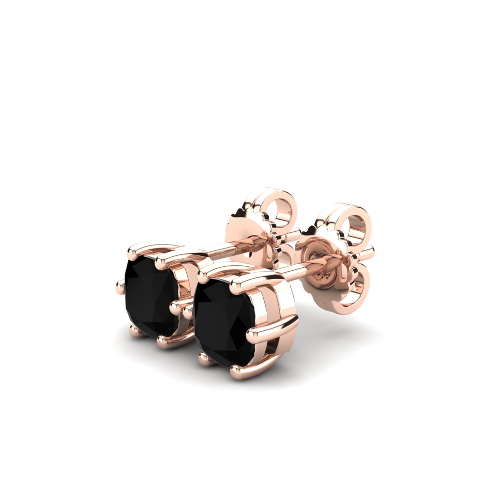 14ct Rose Gold Black Sapphire Women's Earring Nikerria 0.86 crt