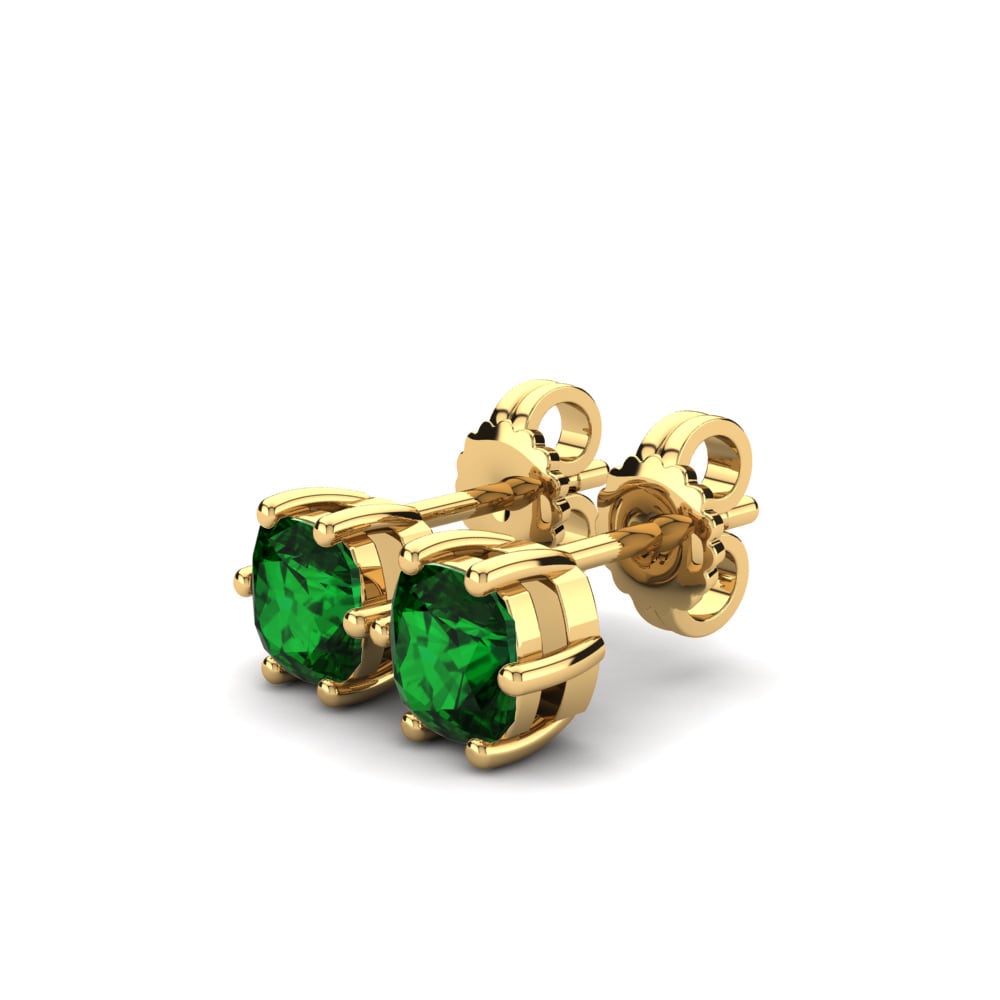14ct Yellow Gold Emerald (Lab Created) Women's Earring Nikerria 0.86 crt
