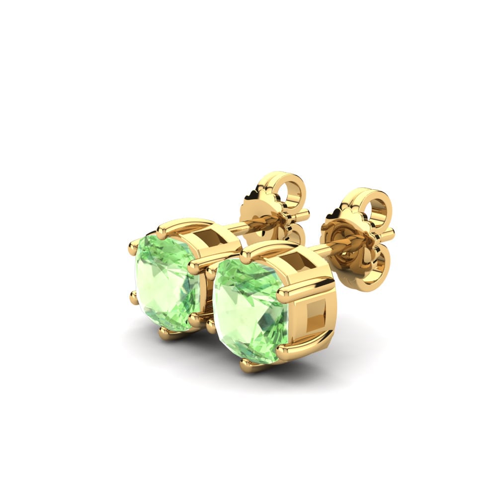 14ct Yellow Gold Green Amethyst Women's Earring Nikerria 1.67 crt
