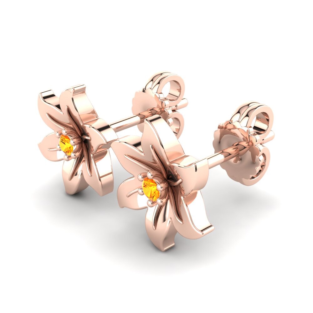 14K Rood Goud Citrien Dames Oorbellen Nutpila