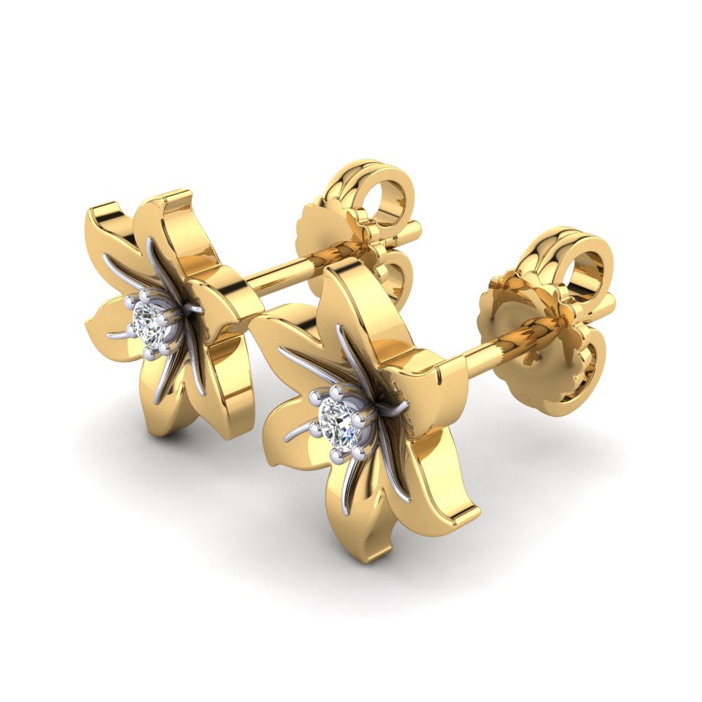 14ct Yellow & White Gold White sapphire Women's Earring Nutpila