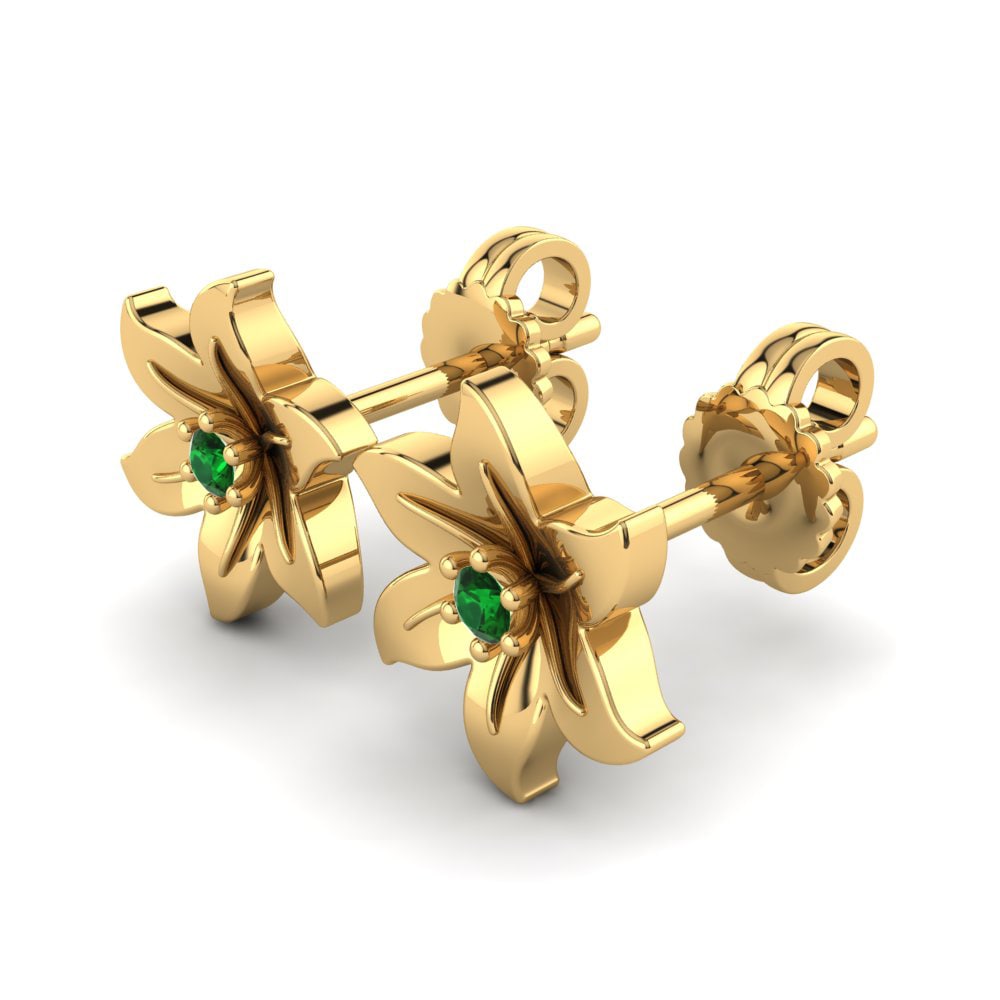 Oro Giallo 750 Zircone Verde Orecchino da donna Nutpila