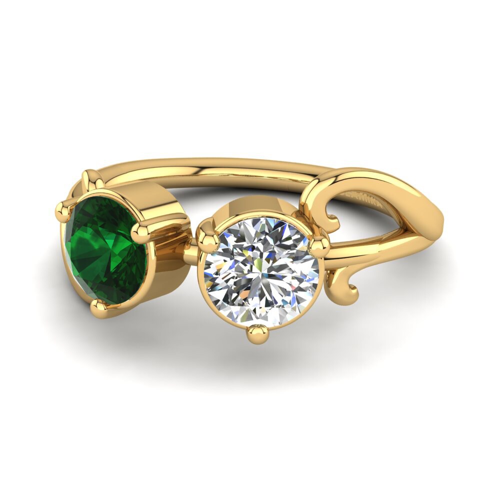 14ct Yellow Gold Emerald (Lab Created) Ring Olivett