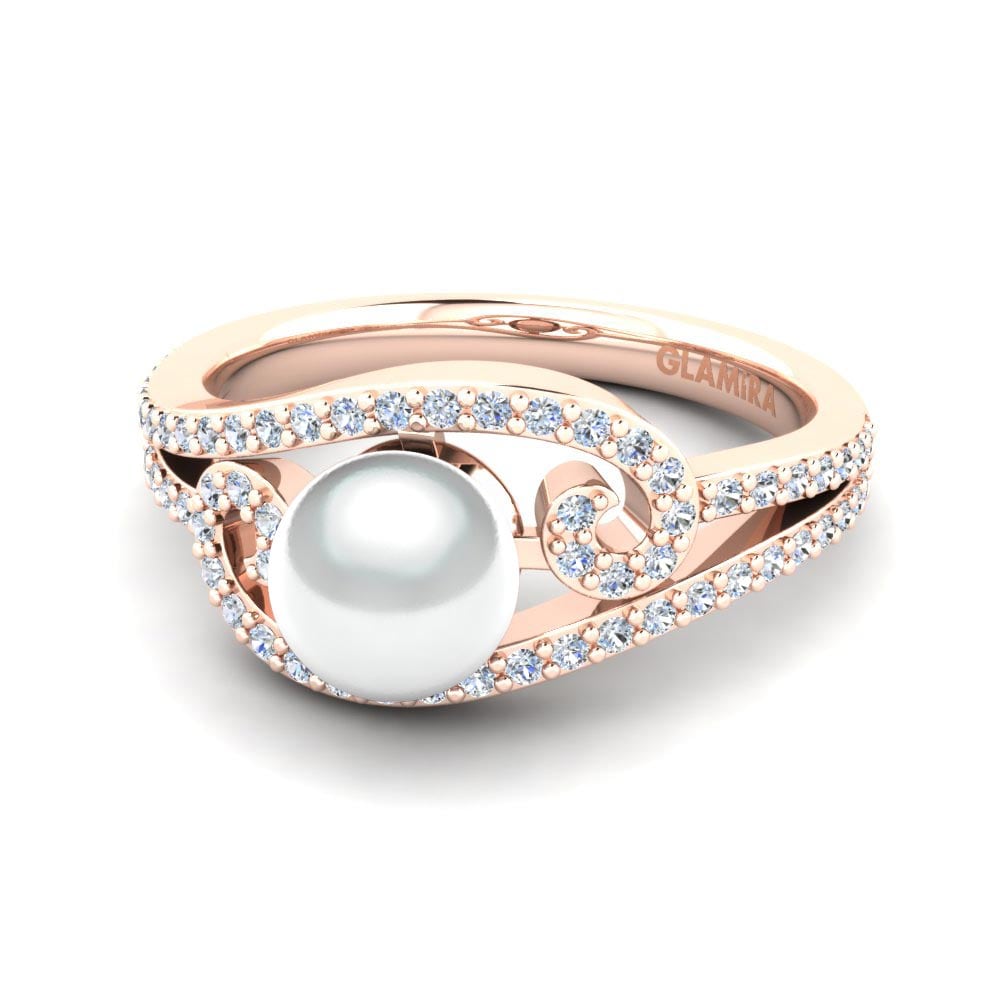 14k Oro Rosa Anillo Oyster