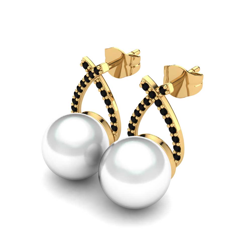 9ct Yellow Gold Black Diamond Women's Earring Ammi Ø10 mm