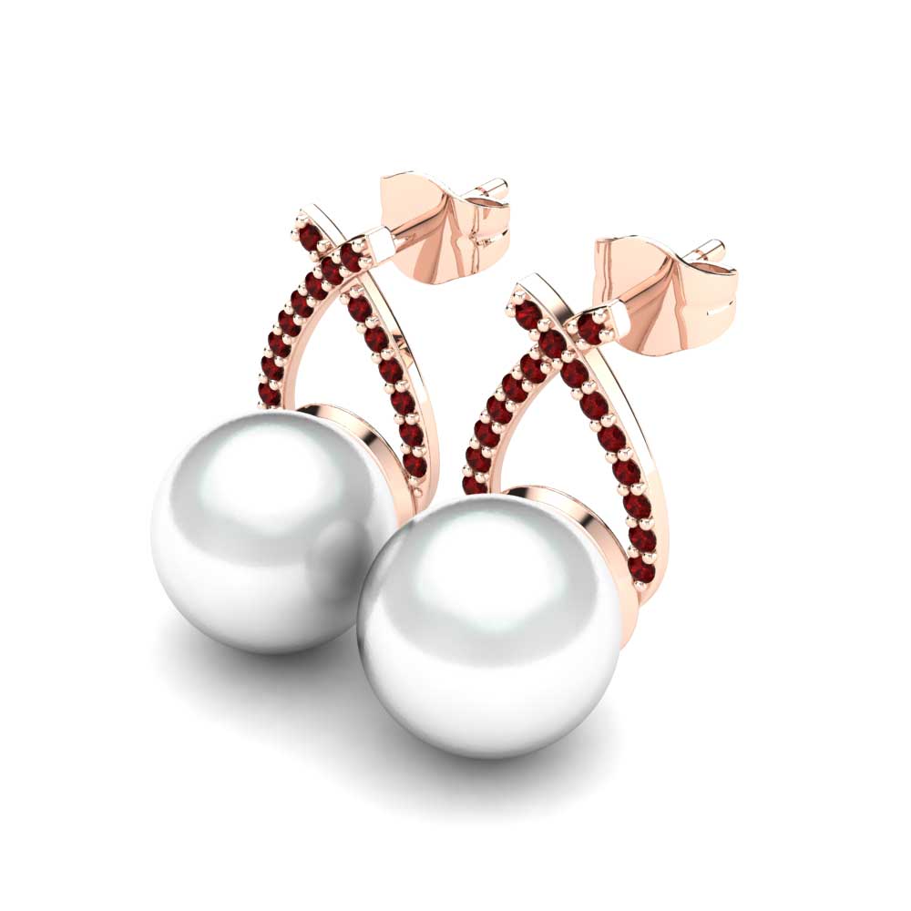 14k Oro Rosa Circonita Roja Pendiente de mujer Ammi Ø10 mm