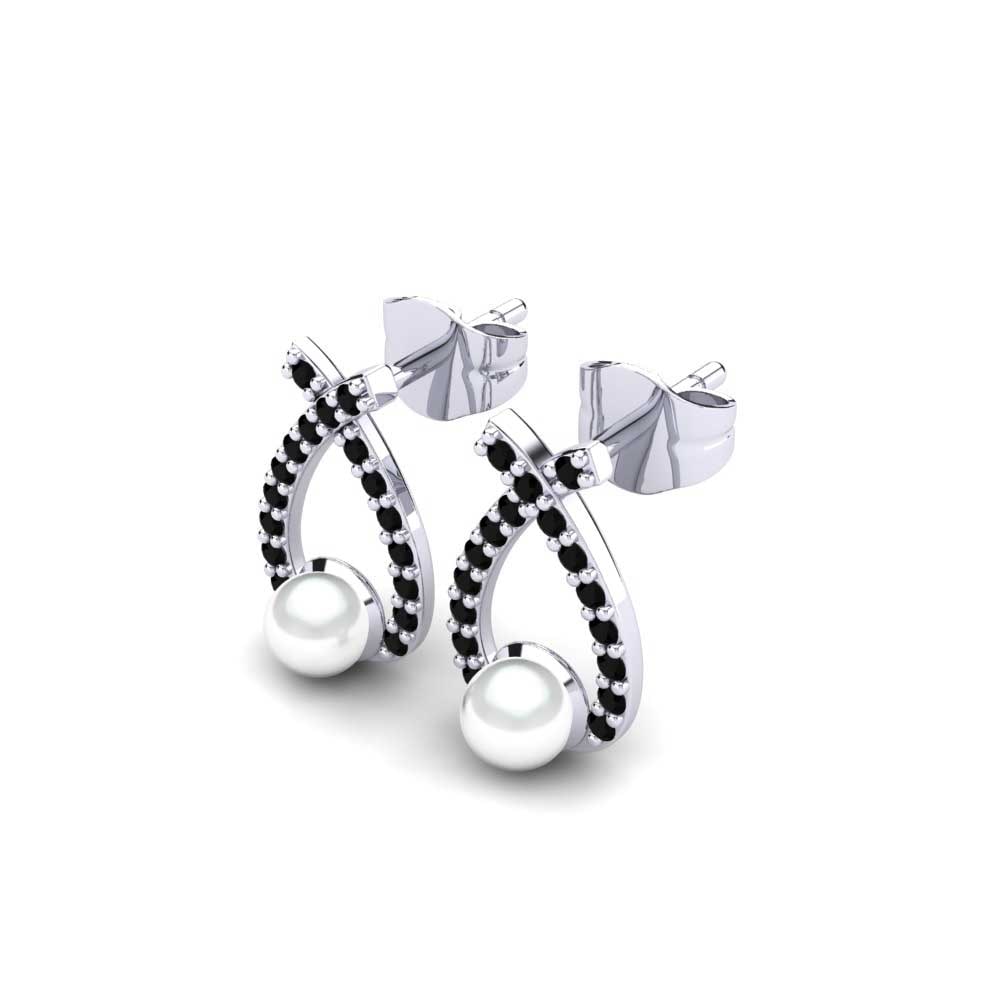 950 Palladium Black Sapphire Earring Ammi Ø4 mm