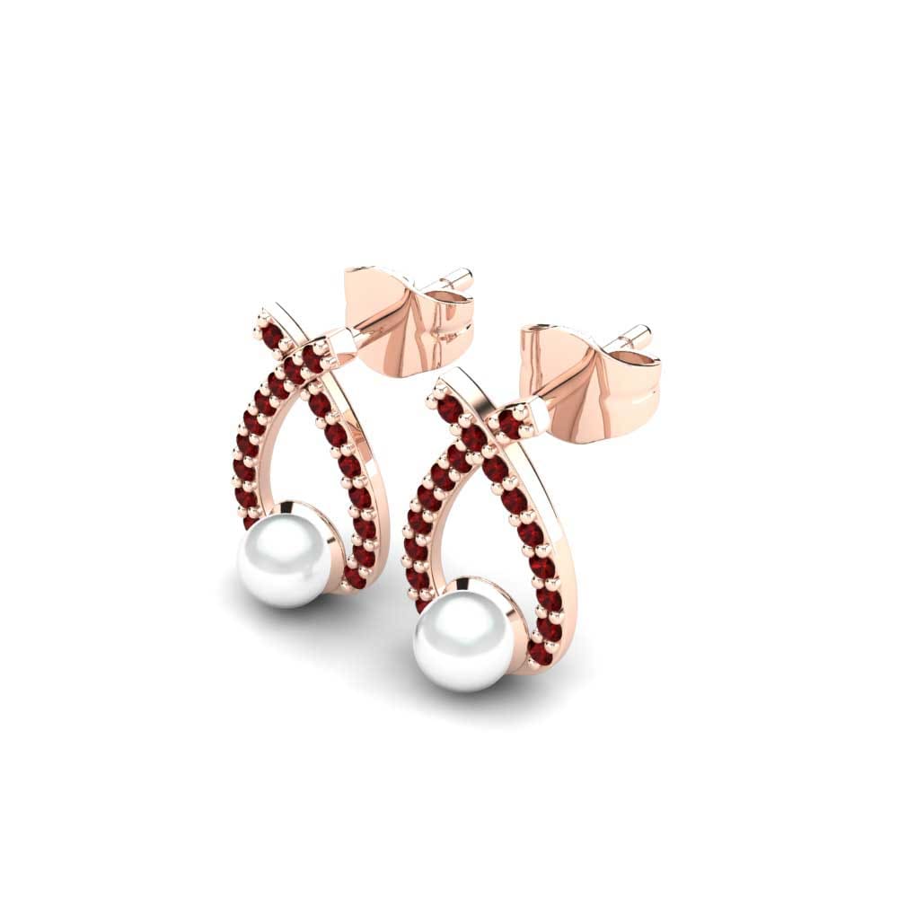 14k Oro Rosa Circonita Roja Pendiente de mujer Ammi Ø4 mm