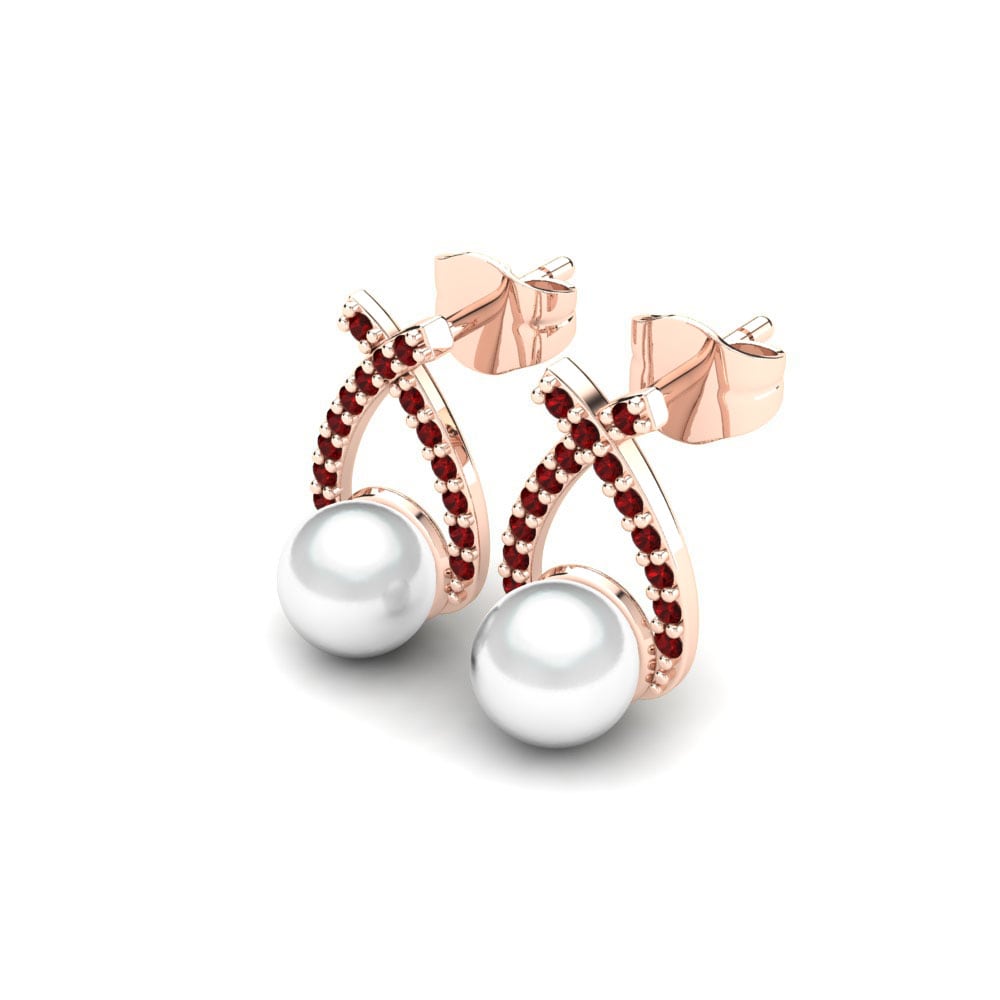 14k Oro Rosa Circonita Roja Pendiente de mujer Ammi