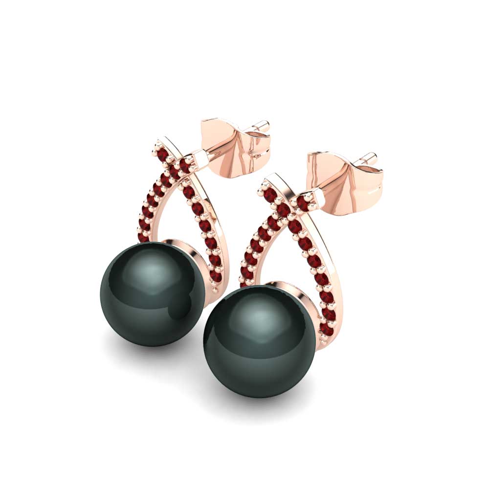 14k Oro Rosa Circonita Roja Pendiente de mujer Ammi Ø8 mm