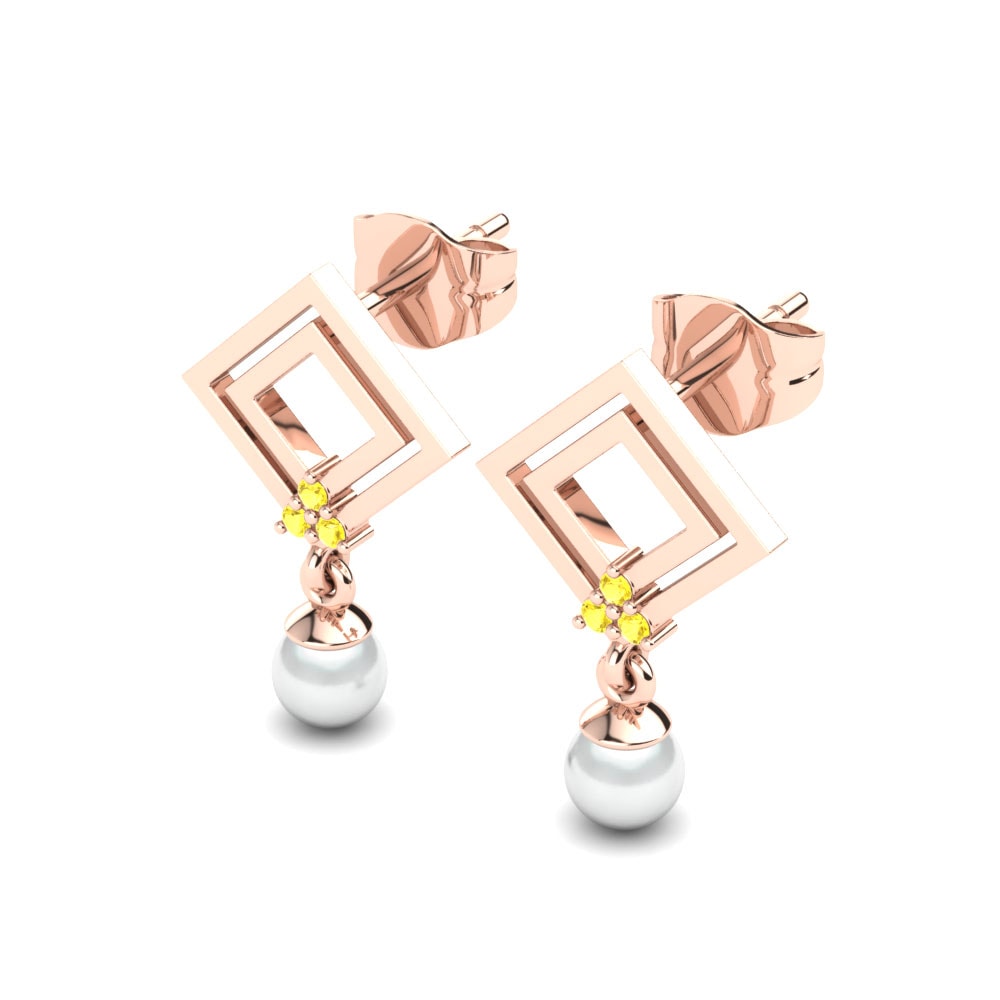 14ct Rose Gold Yellow Sapphire Women's Earring Regina Ø4 mm