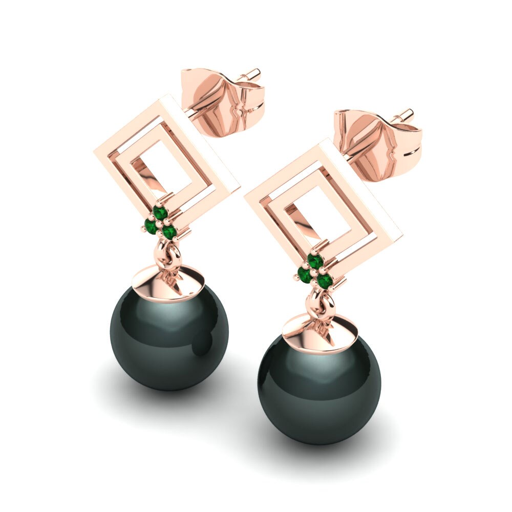 9ct Rose Gold Green Zirconia Women's Earring Regina Ø8 mm
