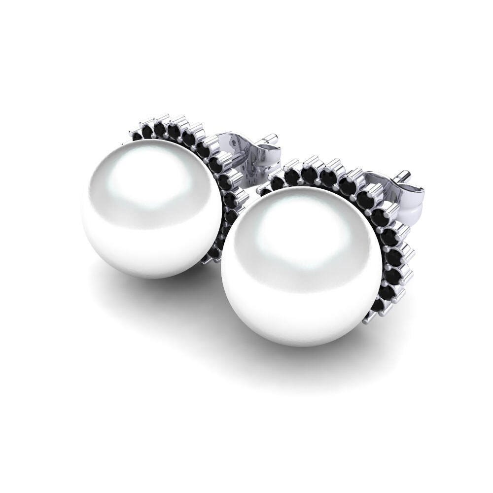 950 Palladium Black Sapphire Earring Blanch Ø10 mm
