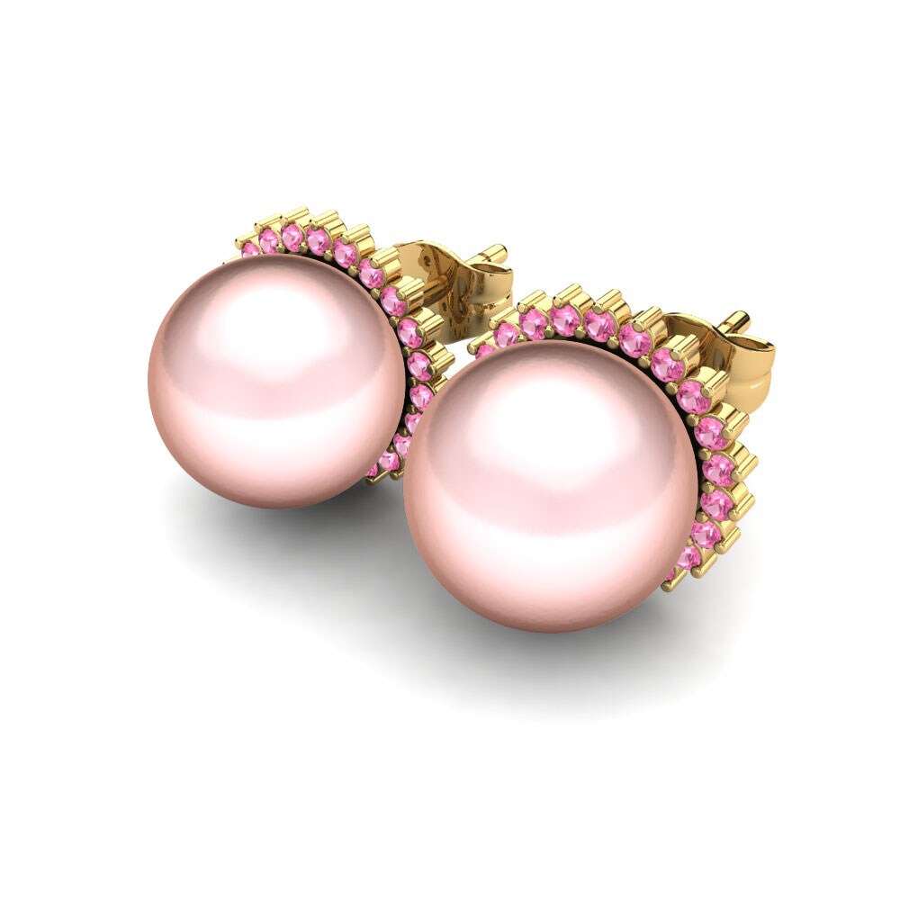 Turmalina rosa Pendiente de mujer Blanch Ø10 mm