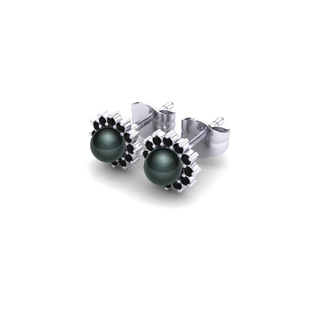 Sort Diamant Kvindes ørering Blanch Ø4 mm