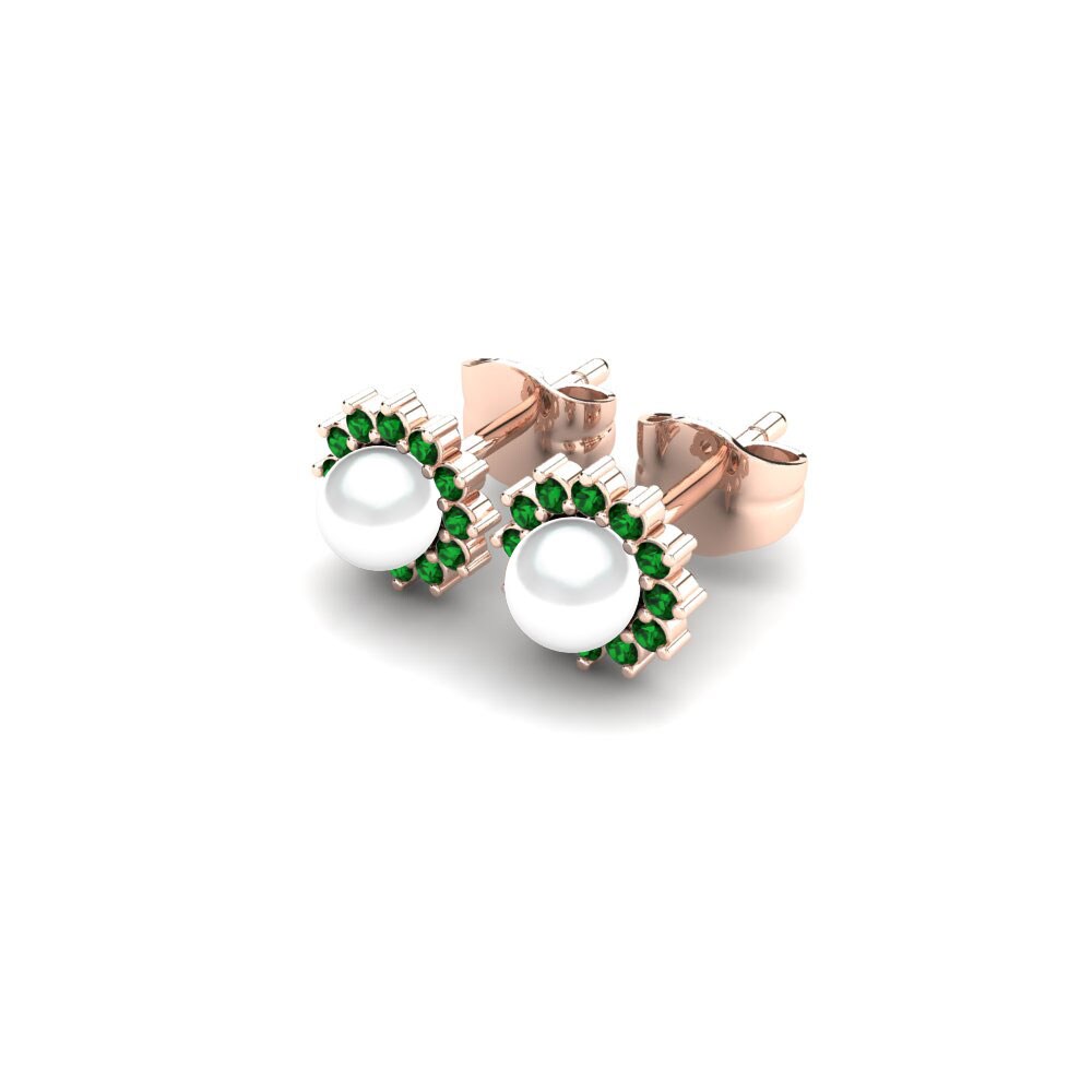 Oro Rosso 750 Zircone Verde Orecchino da donna Blanch Ø4 mm