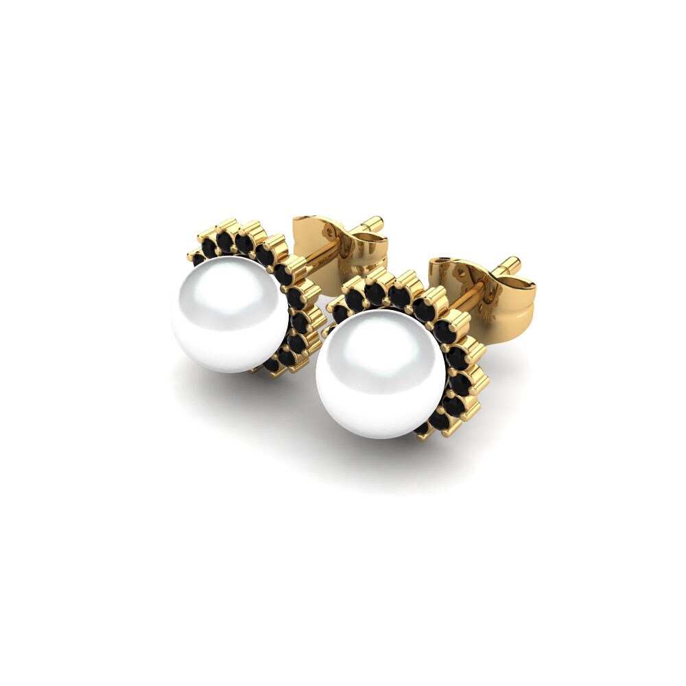 14ct Yellow Gold Black Onyx Women's Earring Blanch