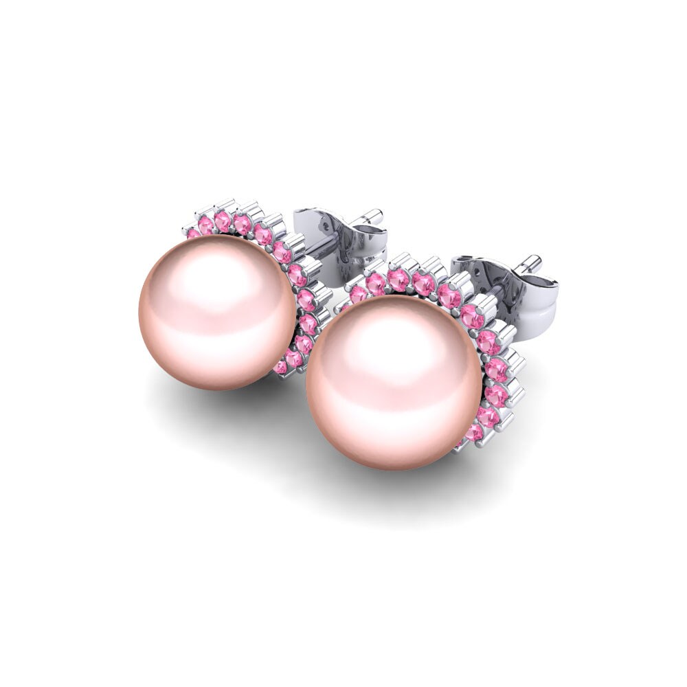 Turmalina rosa Pendiente de mujer Blanch Ø8 mm