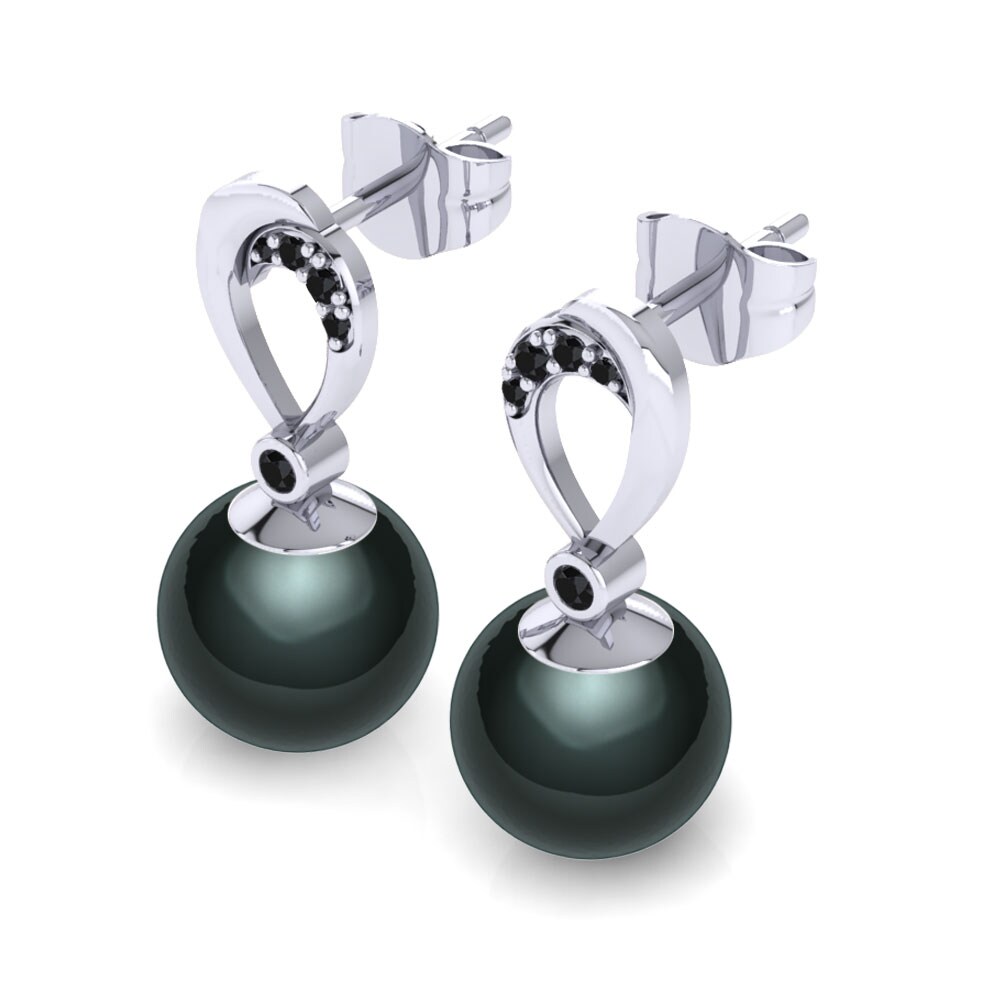 Sort Diamant Kvindes ørering Candace Ø10 mm