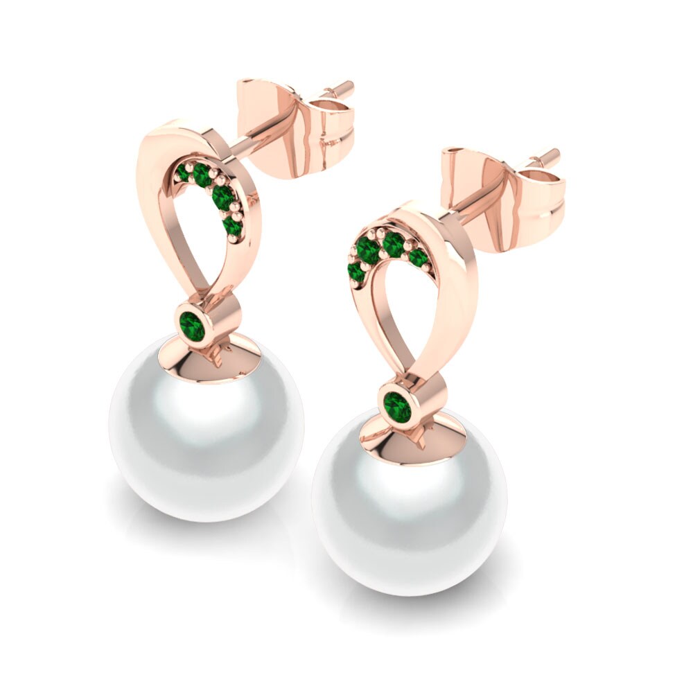 9ct Rose Gold Green Zirconia Women's Earring Candace Ø10 mm