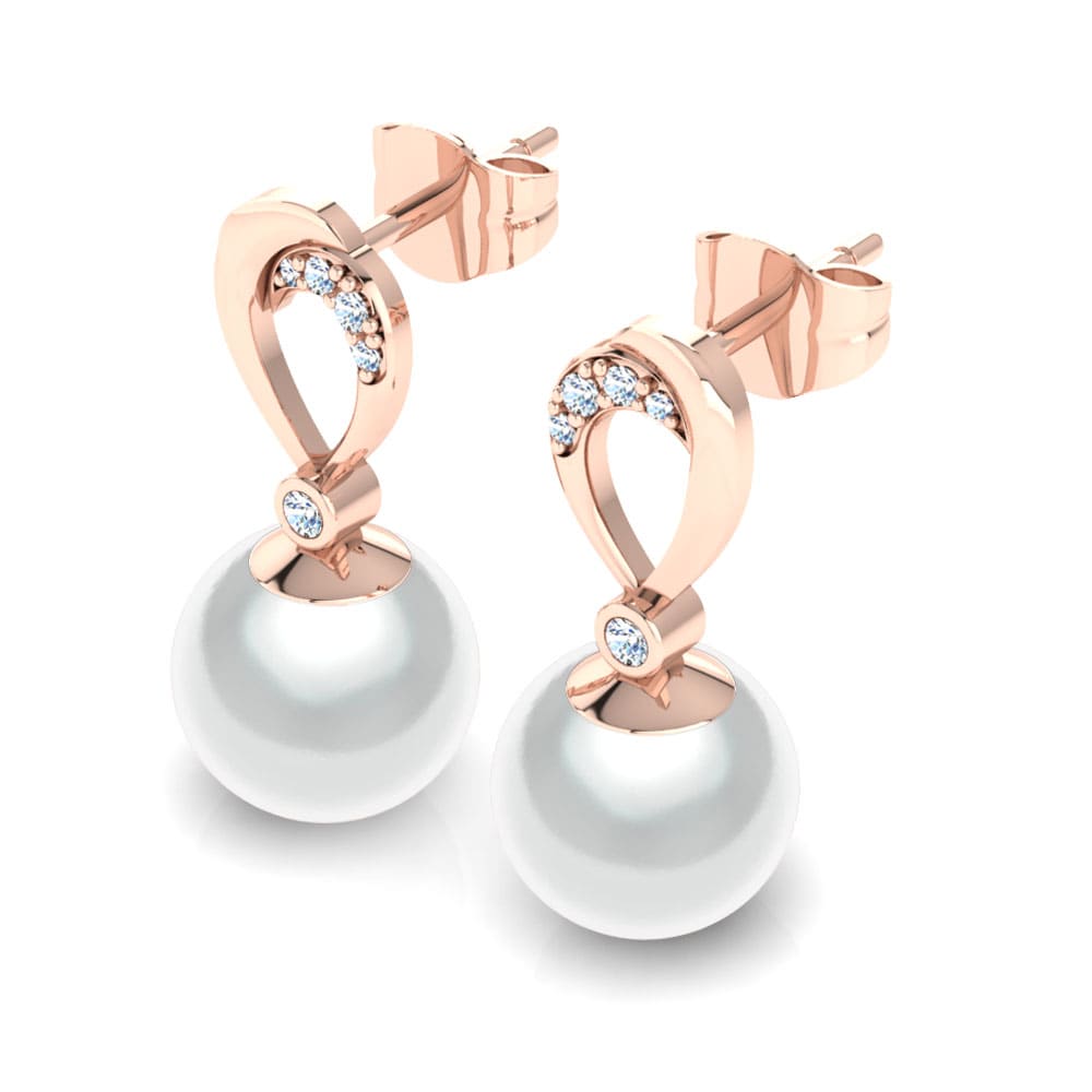14k Oro Rosa Diamante cultivado en laboratorio Pendiente de mujer Candace Ø10 mm