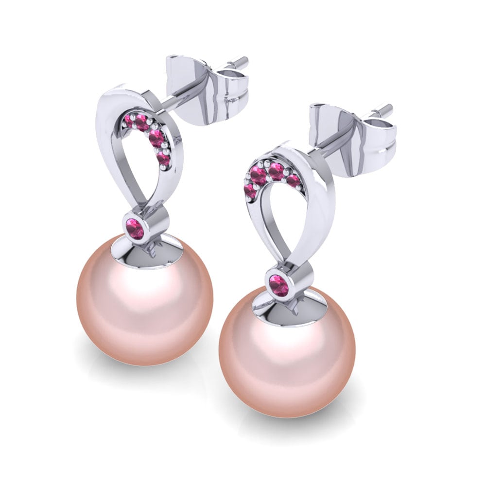 Turmalina rosa Pendiente de mujer Candace Ø10 mm