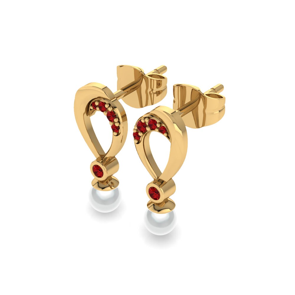 18k Oro Amarillo Circonita Roja Pendiente de mujer Candace Ø4 mm