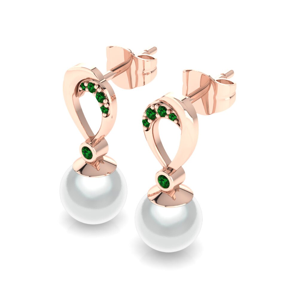 9ct Rose Gold Green Zirconia Women's Earring Candace Ø8 mm