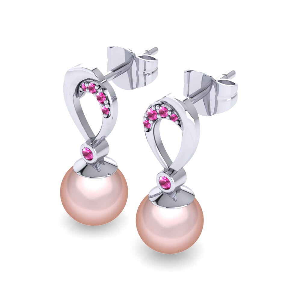 Turmalina rosa Pendiente de mujer Candace Ø8 mm