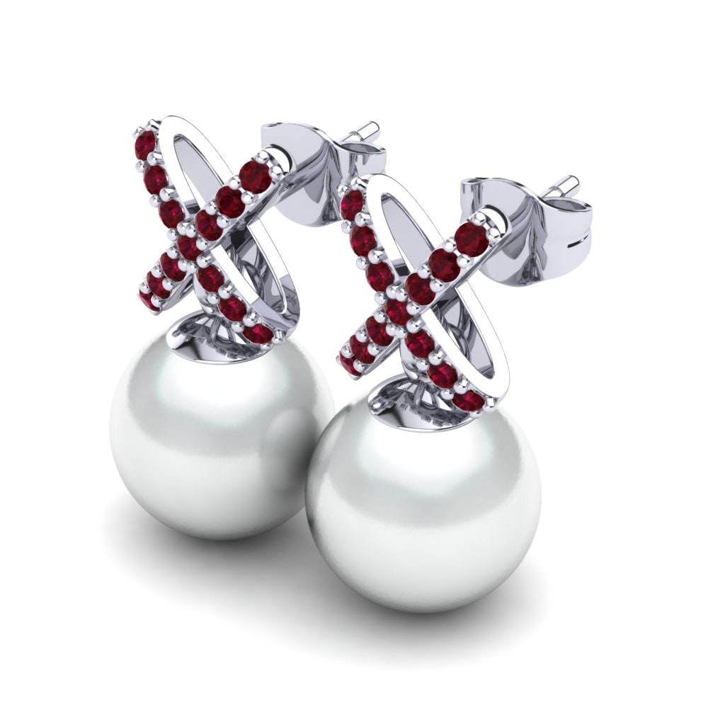 Red Zirconia Women's Earring Traudel Ø10 mm