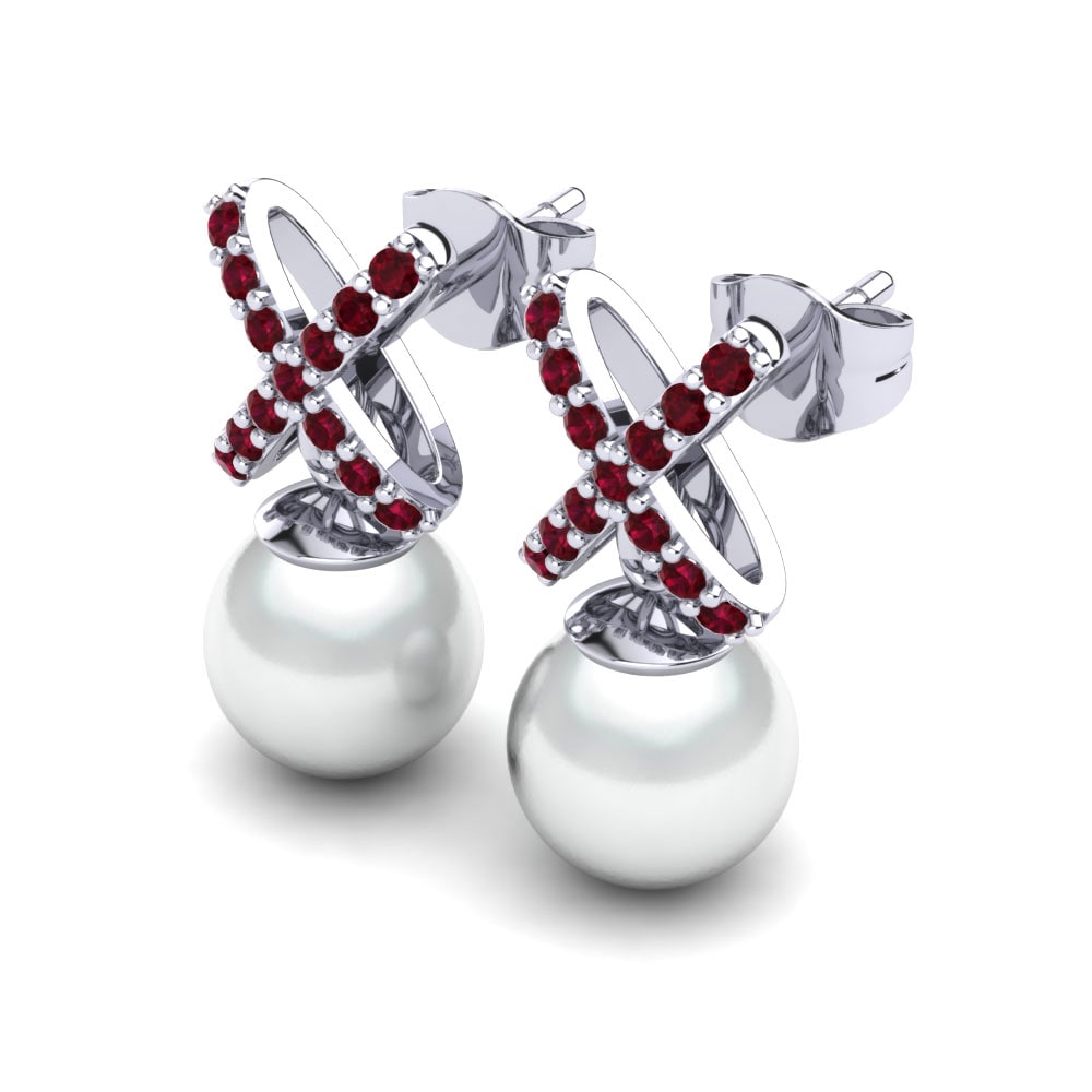Red Zirconia Women's Earring Traudel Ø8 mm