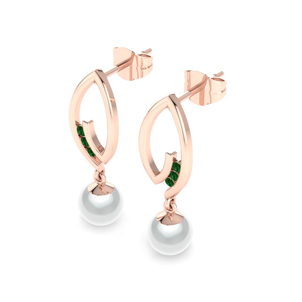 9ct Rose Gold Green Zirconia Women's Earring Dignity Ø6 mm