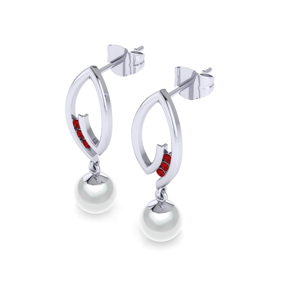 18k Oro Blanco Circonita Roja Pendiente de mujer Dignity Ø6 mm