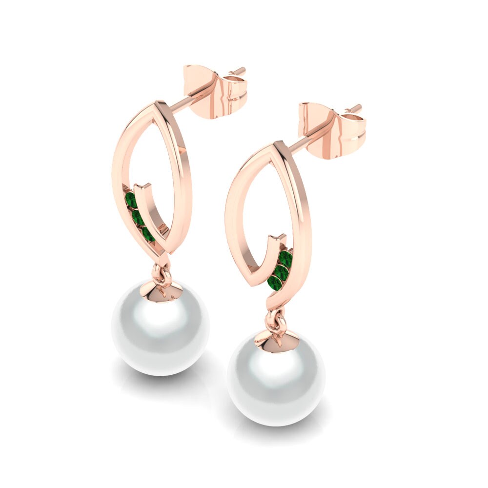 9ct Rose Gold Green Zirconia Women's Earring Dignity