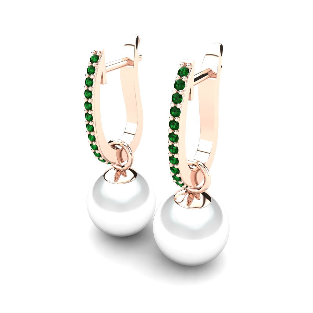 9ct Rose Gold Green Zirconia Women's Earring Nella Ø10 mm